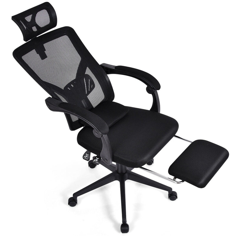 High Back Office Recliner Chair with Adjustable Headrest and Footrest