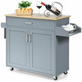 Utility Rolling Storage Cabinet Kitchen Island Cart with Spice Rack