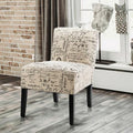 Accent Chair Fabric Upholstered Leisure Chair with Wooden Legs Beige